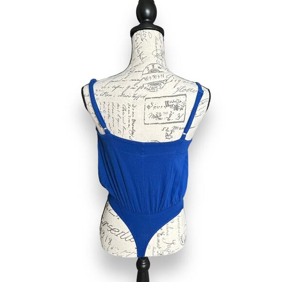 Intimately Free People Marissa Bodysuit Ribbed Sleeveless Square Neck XS Blue - Picture 3 of 6
